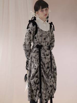 lactosestudio植绒玫瑰连衣裙