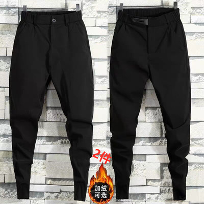 加绒裤子男小脚裤2025新款男士休闲裤精神小伙潮流修身束脚长裤男