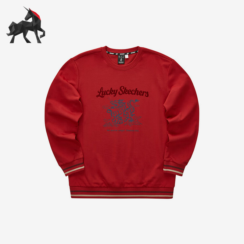 Skechers/斯凯奇正品春季男女圆领针织宽松休闲运动卫衣