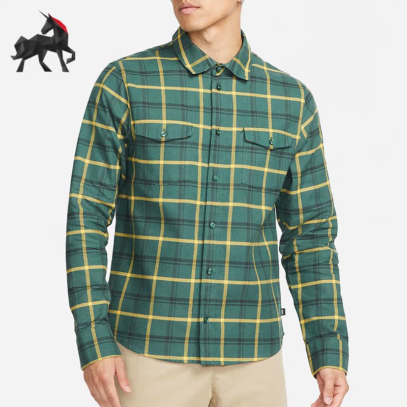 耐克男子格子运动长袖衬衫