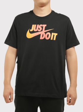 Nike/耐克正品男子秋季黑色圆领休闲运动服时尚透气体恤 CV1987