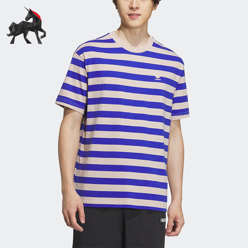 Adidas/阿迪达斯正品NEO条纹新款休闲男女运动短袖T恤IA4976