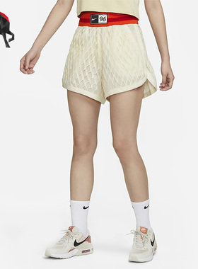 Nike/耐克正品夏季女子高腰网眼织物户外运动短裤DV8292-113