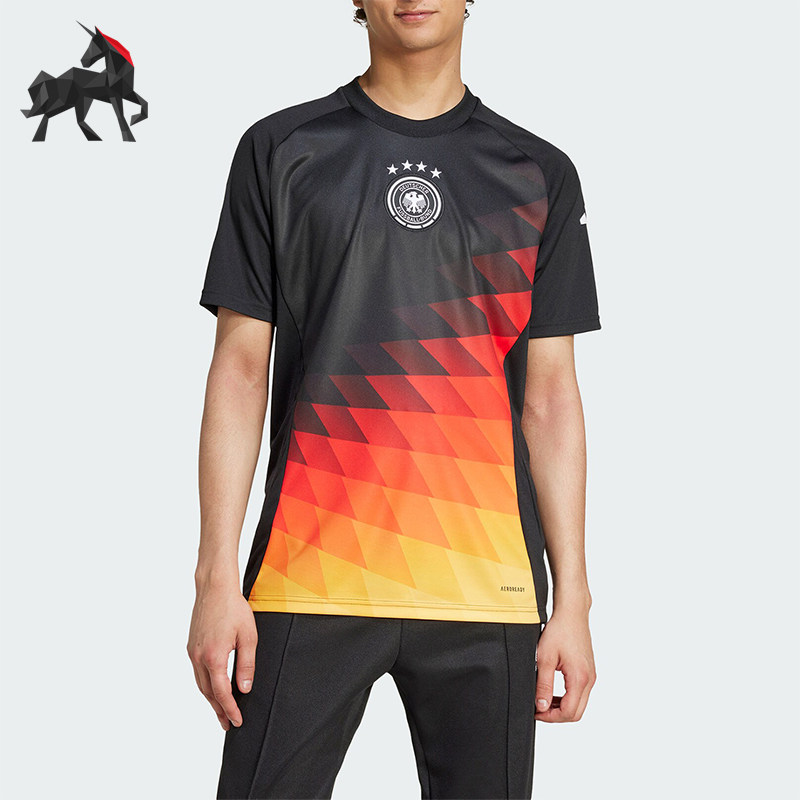 Adidas/阿迪达斯正品德国队男士复古足球训练短袖球衣IW7956