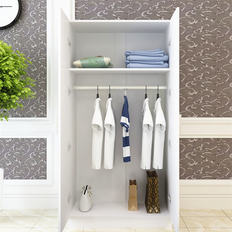 简易衣柜双门单人板式简约现代木质家用经济型衣橱两门组装大衣柜