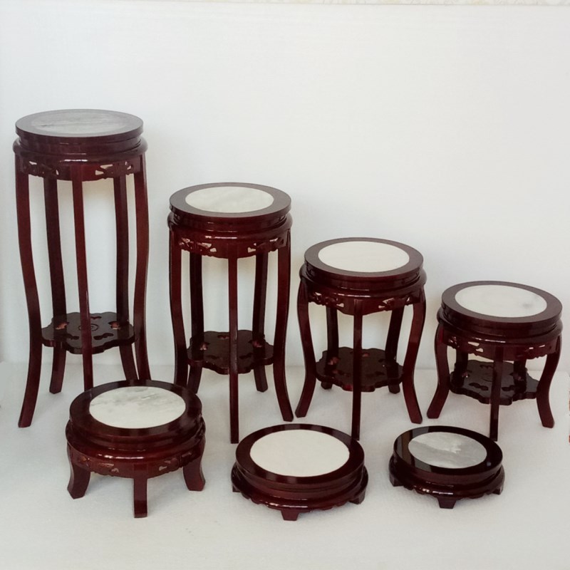 中式单个置物落地客厅室内鱼缸放盆景的小架子实木花架家用木质矮