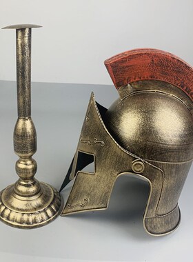 创意家居个性摆件复古罗马武士头盔铁艺手工制作盔甲人物模型道具