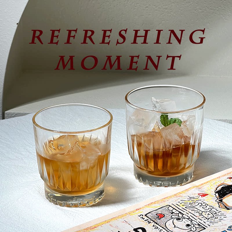ins简约竖条纹玻璃咖啡杯