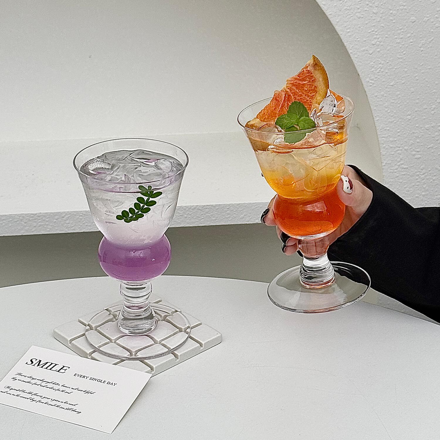 日式中古矮脚高颜值玻璃杯