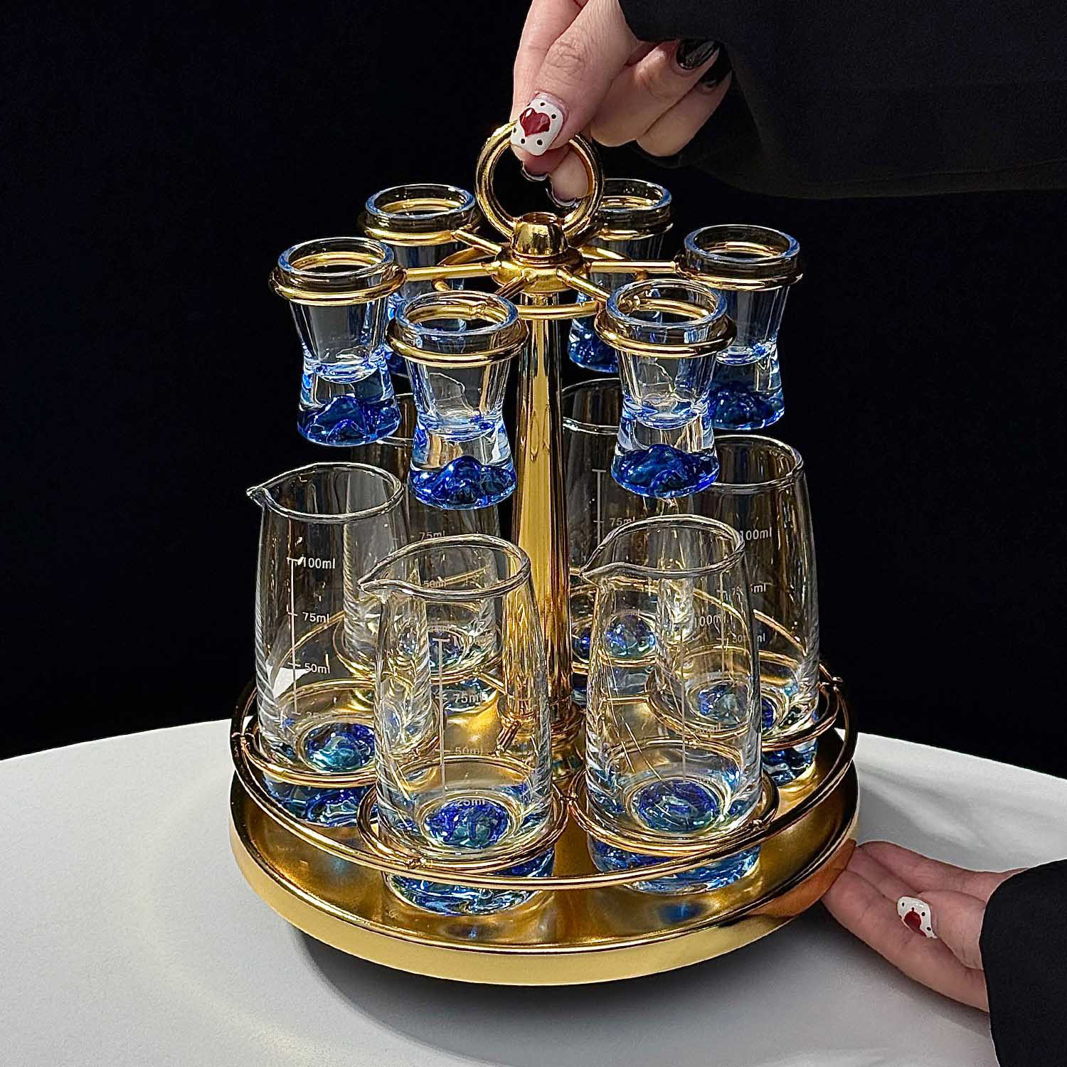 蓝山玻璃白酒杯套装分酒器家用