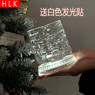 HLK高档透明玻璃杯LED发光底座水杯送白色发光贴创意装 饰杯