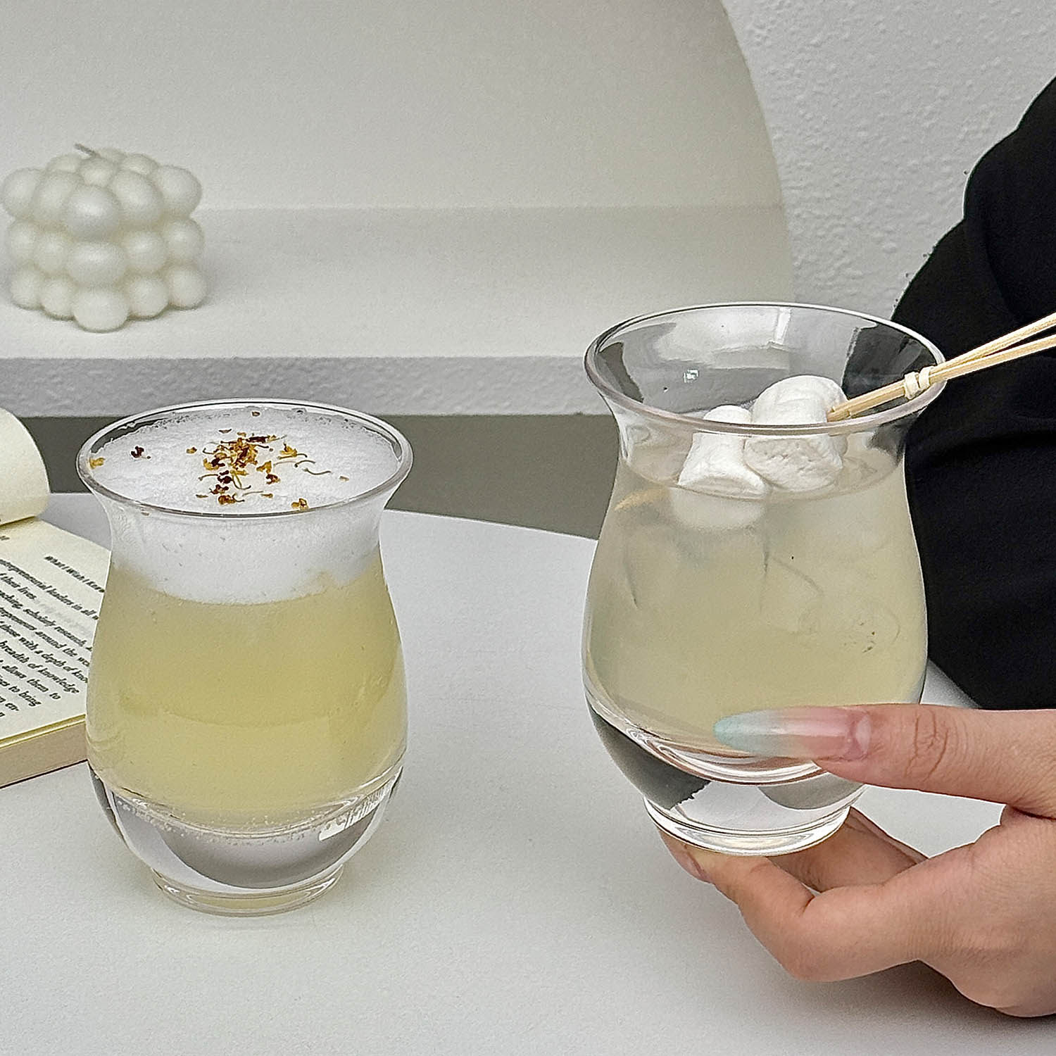 ins风阔口玻璃果汁杯家用调酒