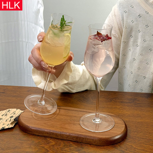 HLK小众设计高脚杯水晶玻璃红酒杯香槟杯浮雕酒杯