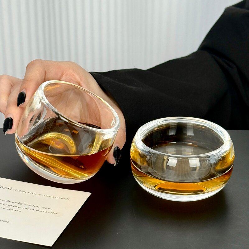 加厚不烫手中式透明玻璃扳指杯