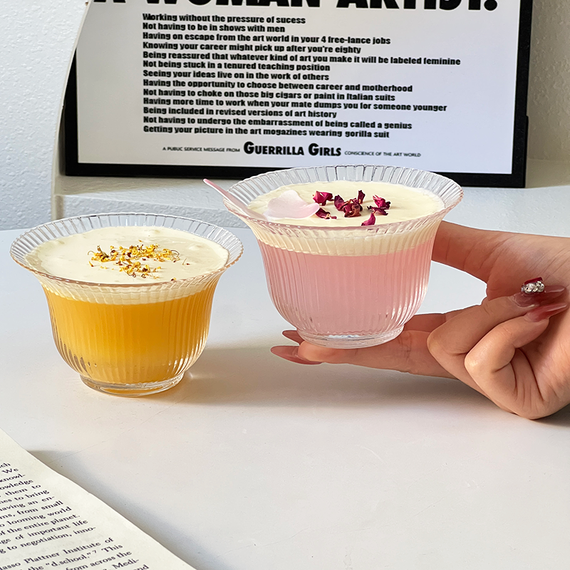 国风条纹玻璃水杯冷泡茶杯碟冰美式拿铁咖啡杯鸡尾酒特调饮品杯子,餐饮具,鸡尾酒杯,淘宝优惠券,粉丝福利购,淘宝优惠卷