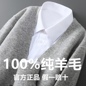 100%纯羊毛衫 薄款 男开衫 外套宽松V领毛衣春秋高端针织打底羊绒衫