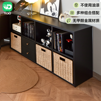 新疆包邮YDD库比克书架黑色落地儿童钢制书柜格8自由组合格子柜柜