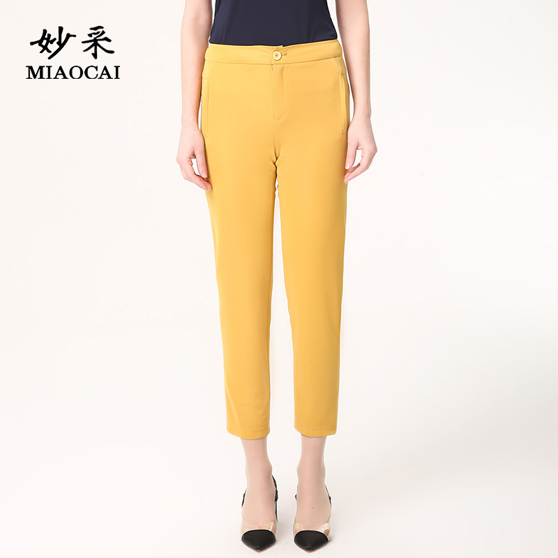 妙采MIAOCAI 中老年女装妈妈装裤子春秋纯色时尚高腰长裤小脚裤