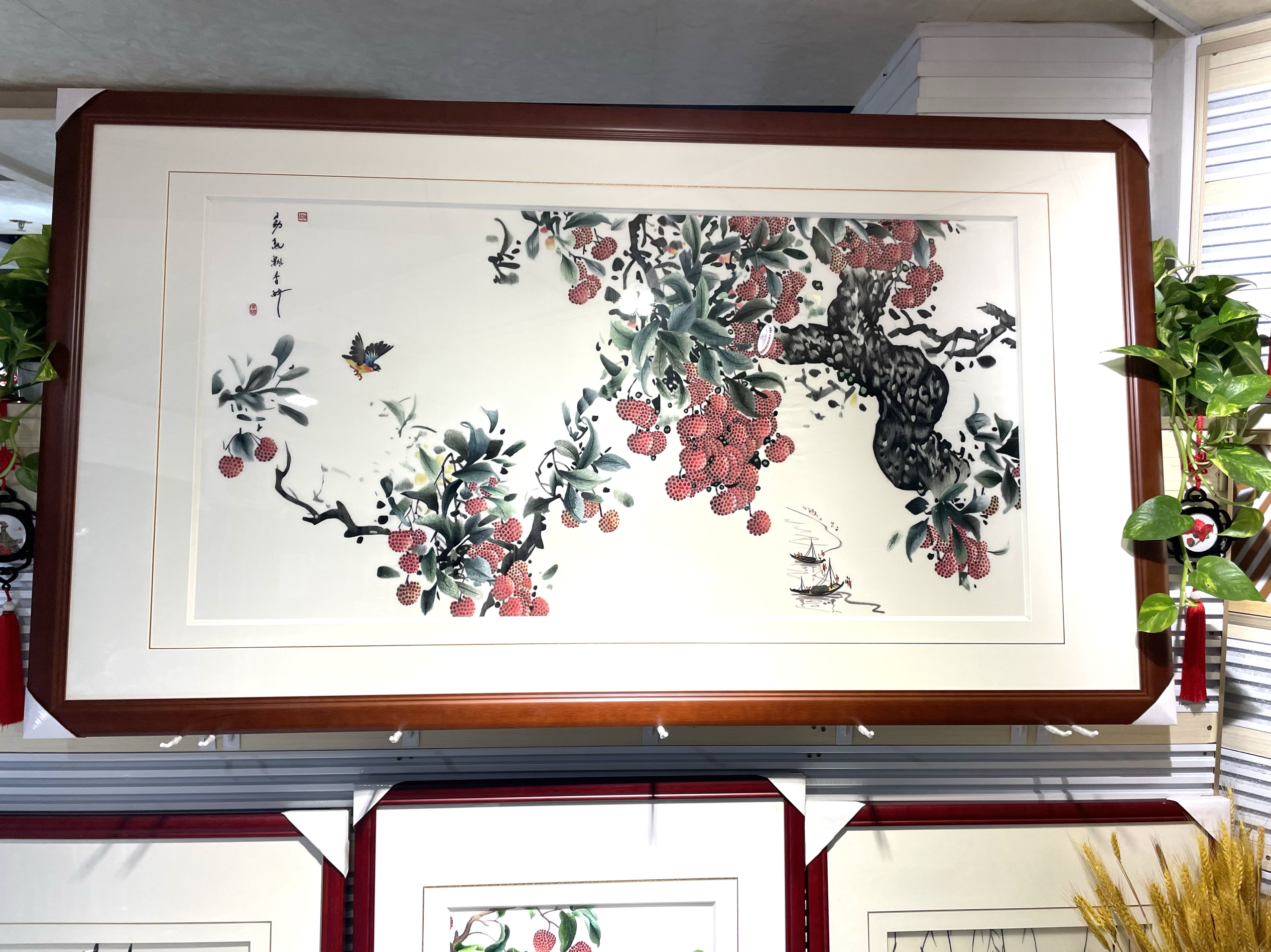 客厅餐厅壁画纯手工刺绣精品挂画书房玄关横幅刺绣挂画广绣