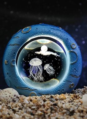 创意水晶球发光小夜灯桌面小摆件卧室装饰品男生日礼物送女生闺蜜