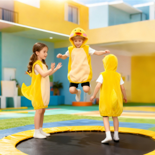 数鸭子歌舞连帽演出套装 幼儿园班级集体舞服装 儿童小黄鸭表演服