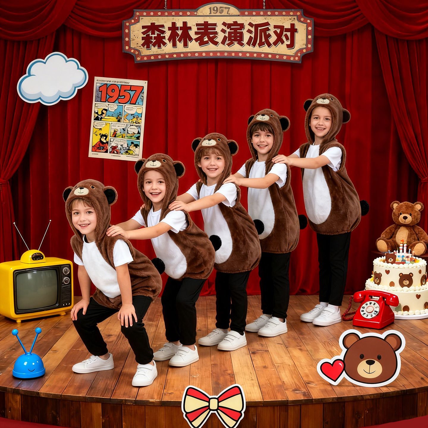 儿童小熊连帽马甲幼儿园演出服