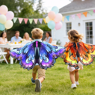 儿童渐变彩色蝴蝶翅膀背饰 虫儿飞舞台表演 昆虫装扮道具男孩女宝
