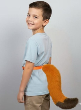 狐狸尾巴儿童腰带圣诞节礼物元旦表演道具橙色装扮道具看电影出片