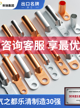 DT铜鼻子紫铜堵油接线端子国标镀锡线耳16/25/35/50/70/95平方