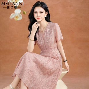 广州十三行爆款连衣裙女夏2026喜妈妈婚宴装礼服平时可穿高端大气