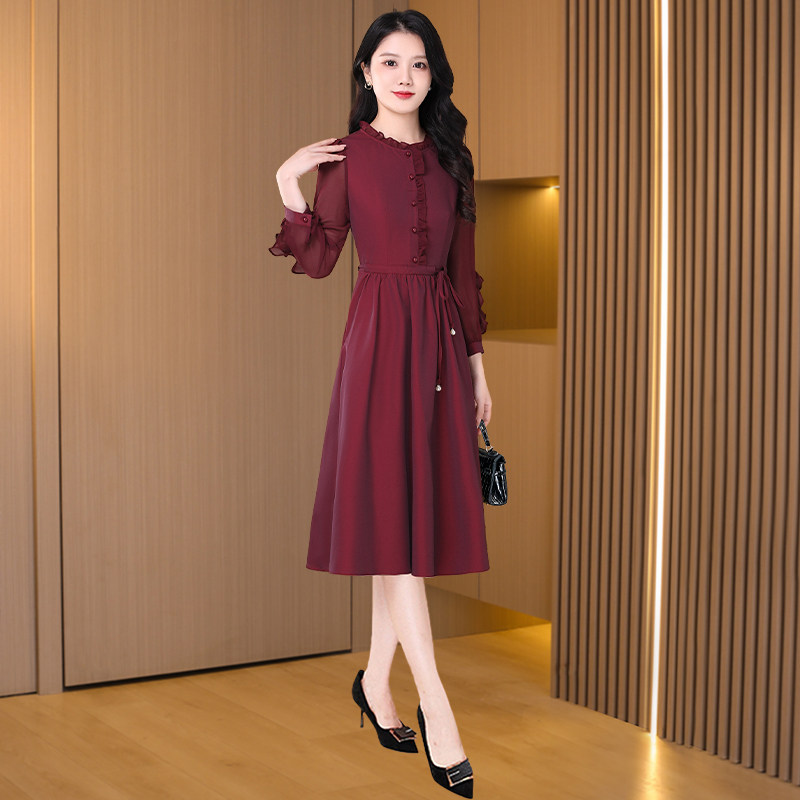 五一喜婆婆婚宴装纱料连衣裙女春