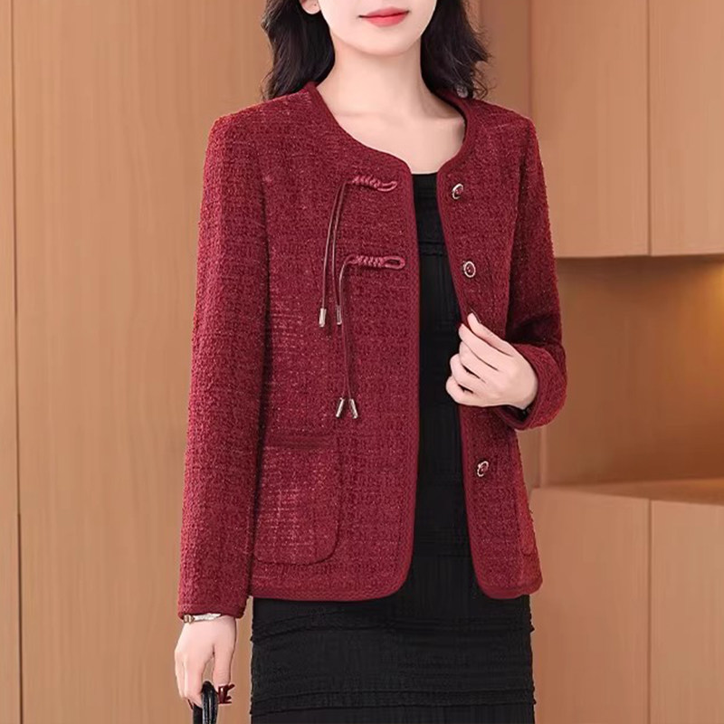 红色小香风外套女名媛气质高级感