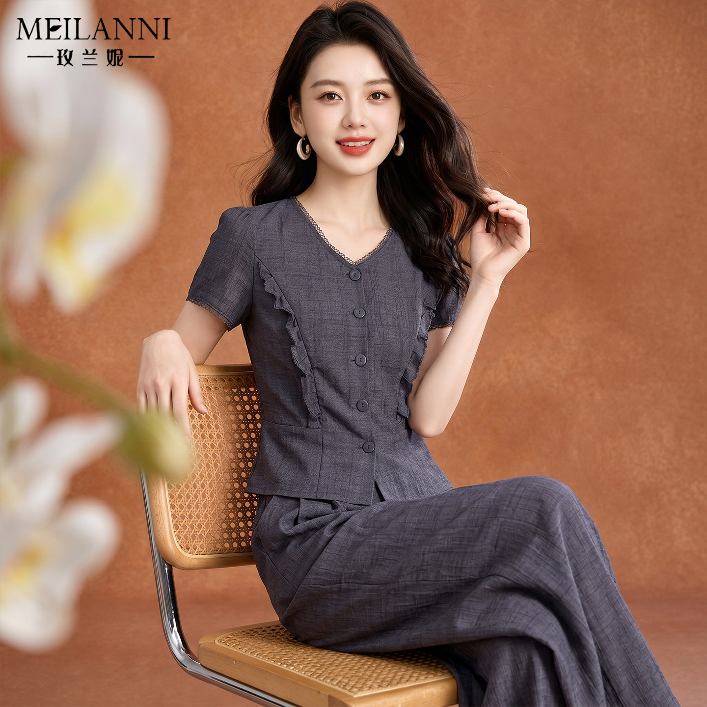 时尚气质妈妈套装夏季新款2026超火女装高端减龄小个子雪纺两件套
