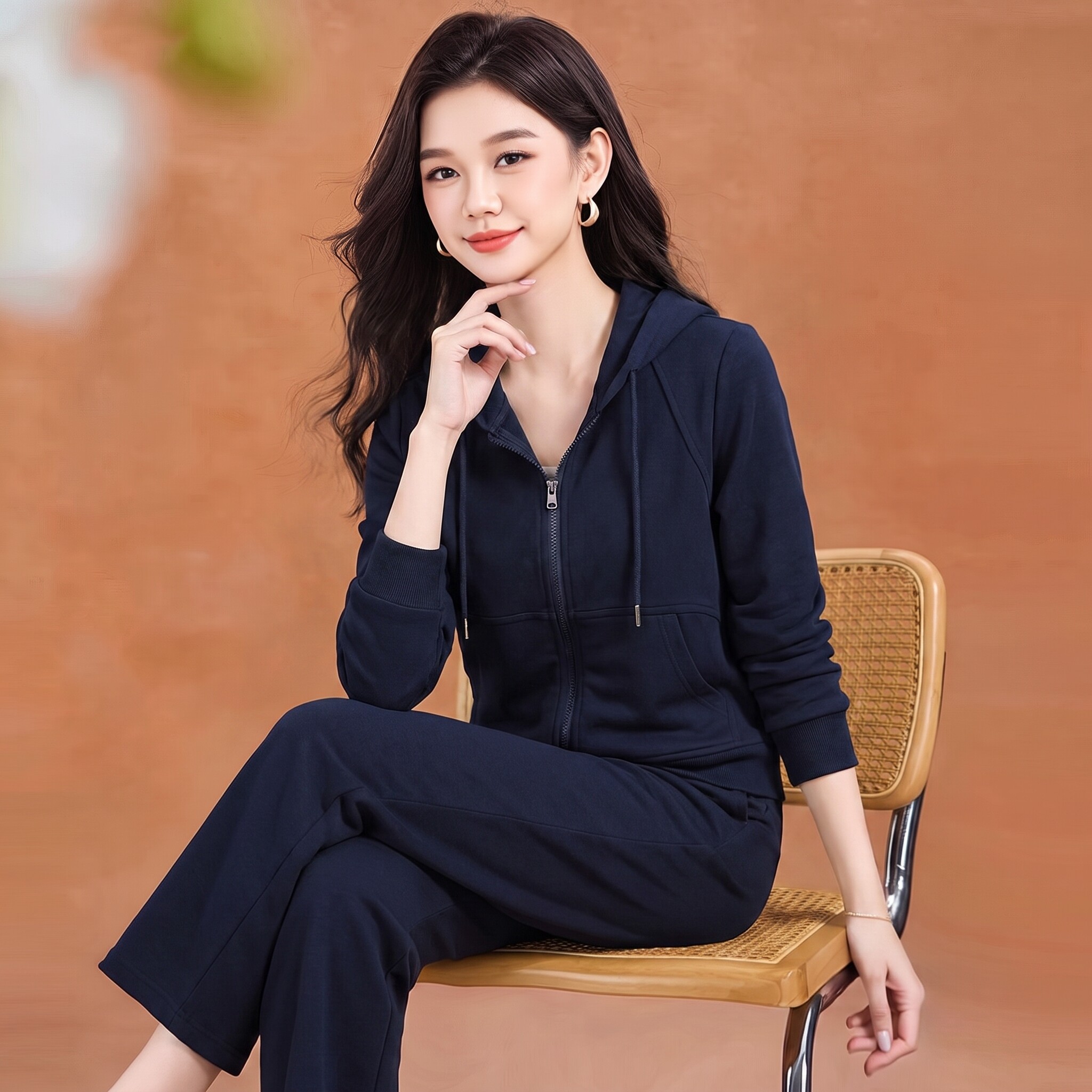 休闲百搭秋季新款高端妈妈两件套