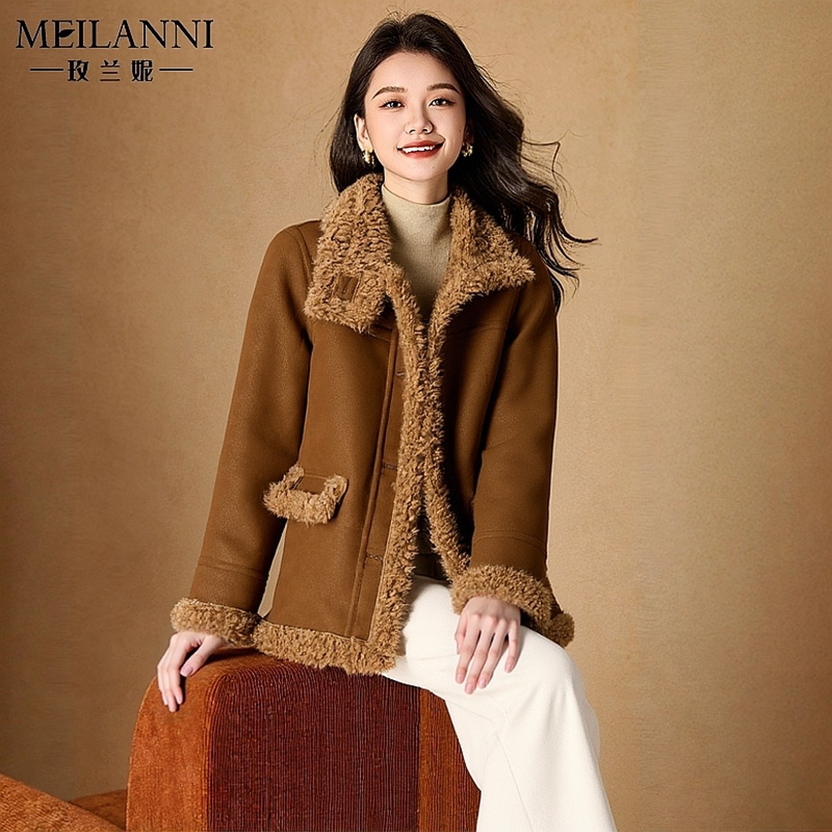 皮毛一体外套女秋冬高级感爆款洋气仿羊羔毛皮草年轻时尚高端中款