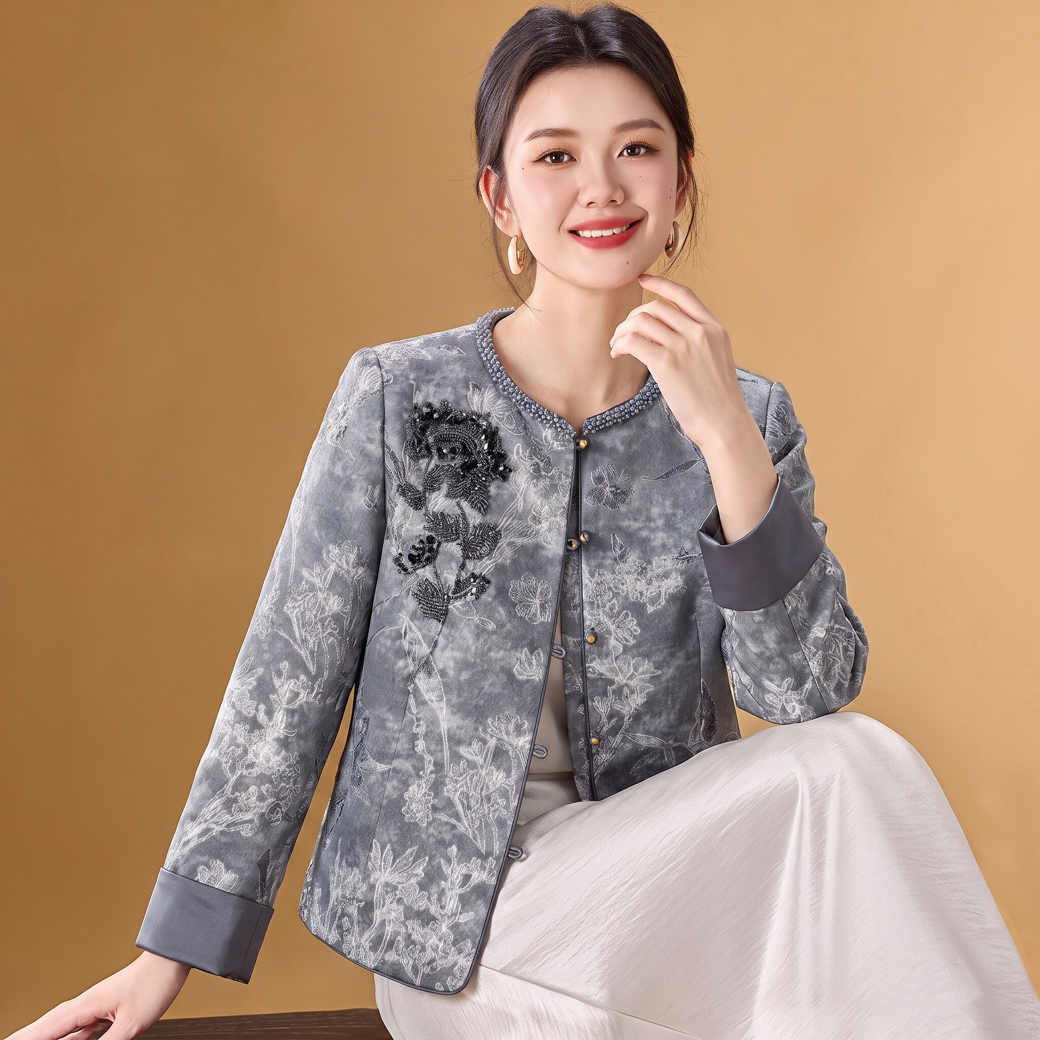 2026重工刺绣提花小香风外套女