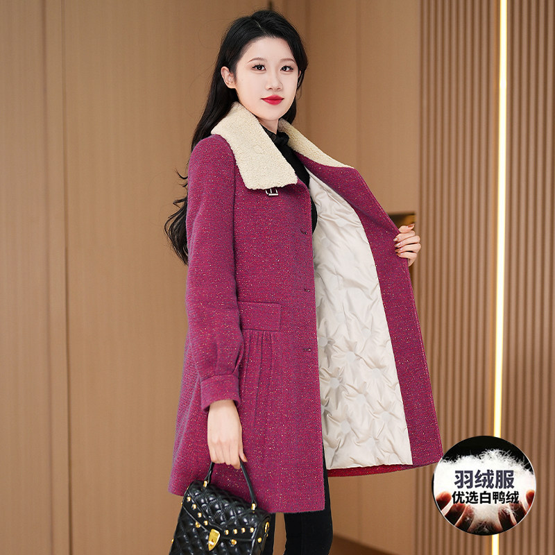 小香风毛呢羽绒服女2024新款