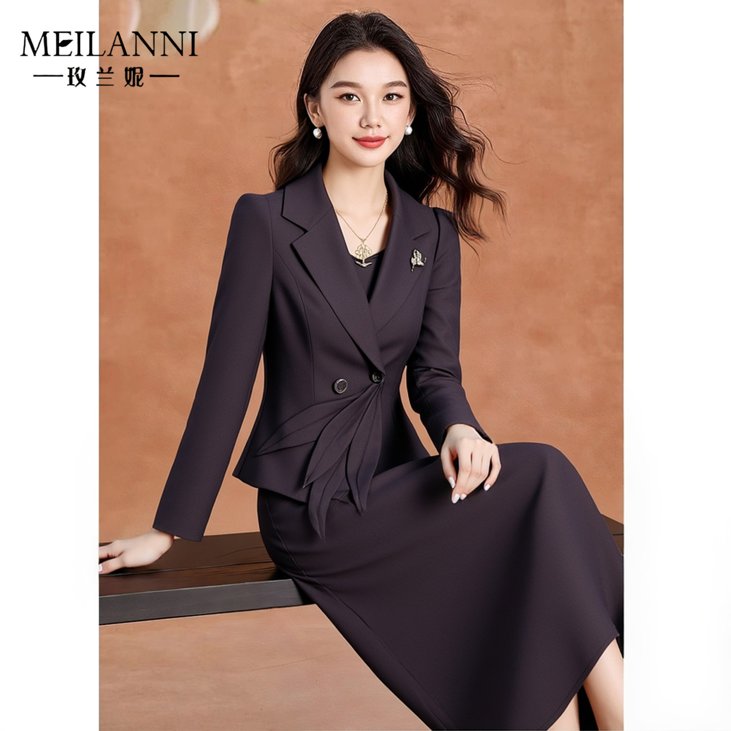 轻奢高端西装连衣裙女妈2026秋季新款职业装收腰高级感气质十三行