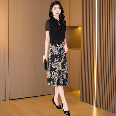 广州十三行连衣裙女夏2026新款轻奢高级感气质旗袍中年小个假两件