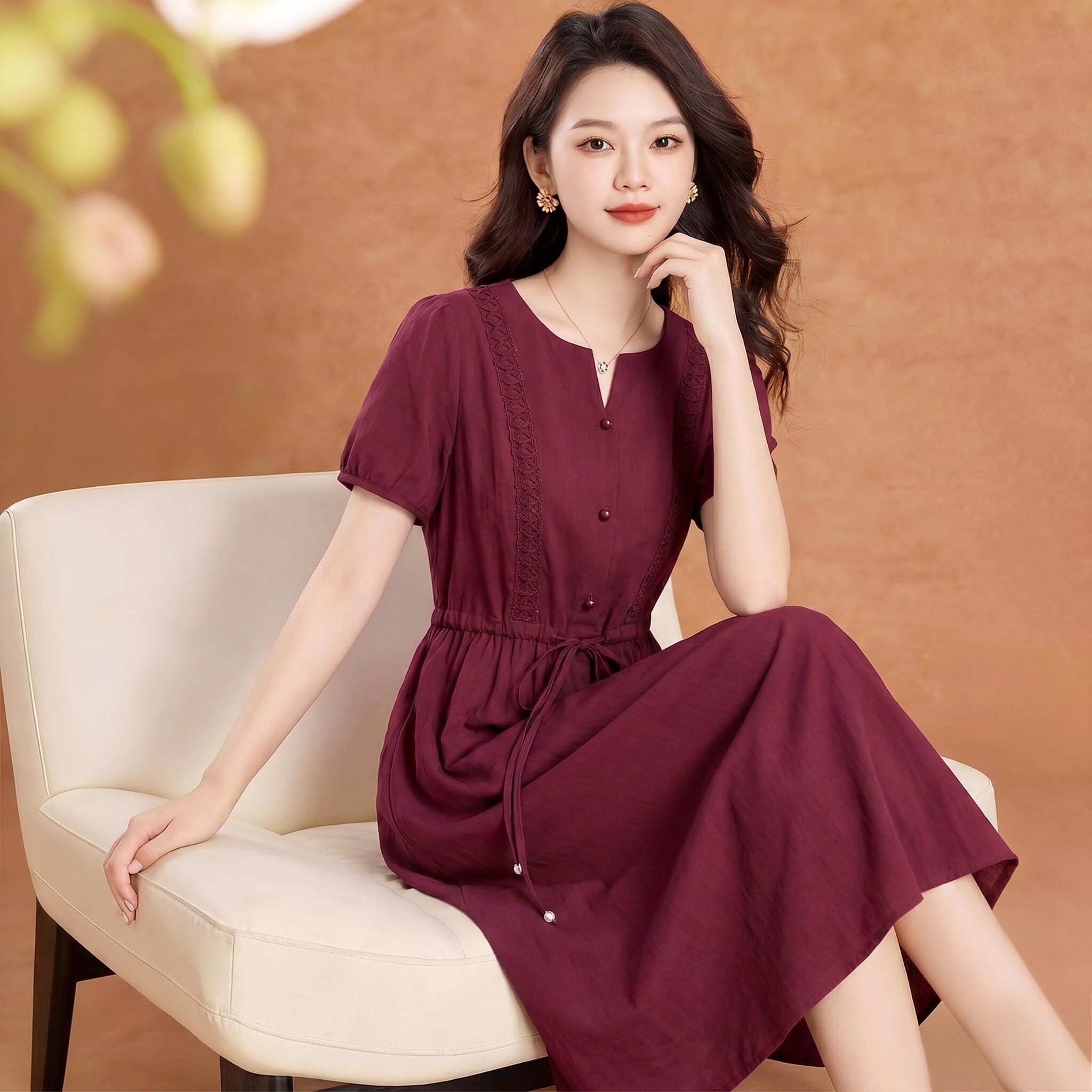 喜婆婆婚宴礼服平时可穿红色连衣裙2026夏新款广州十三行女装爆款