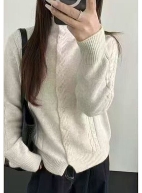 （清）立领慵懒风麻花编织针织开衫-T758（实物以直播为准）