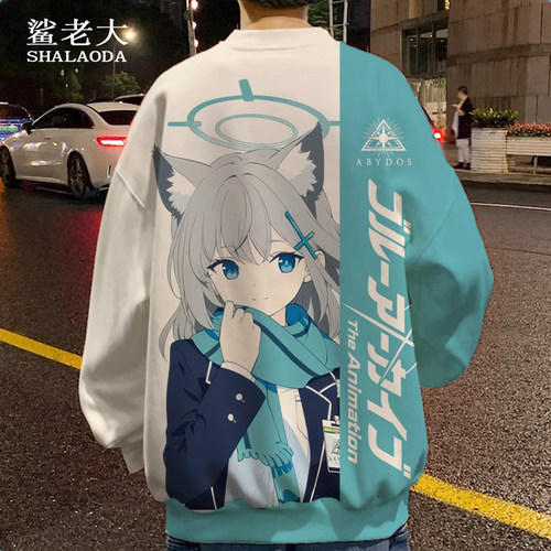 鲨老大二次元圆领长袖