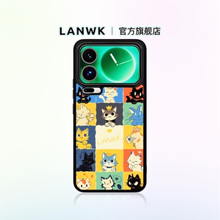 oppo 8保护套 70ultra防摔k60女vivo 13pro手机壳红米k90 LANWK适用小米17 findX7 x200 猫猫格