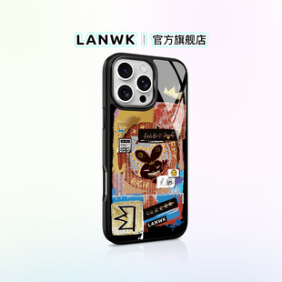 LANWK適用蘋果16 15promax可愛女生手機殼iPhone14plus新款 鎏金 玻璃13 12原創(chuàng)高級感好看保護套 藝術(shù)兔
