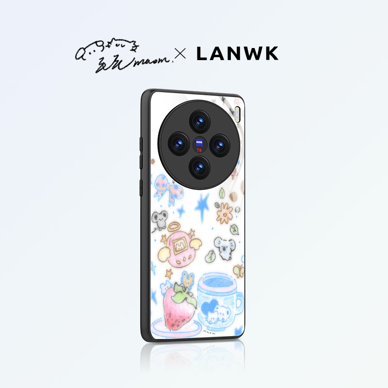 LANWK适用vivoX100/200pro手机壳新款创意iqoo12/13por玻璃保护套防摔S18/19可爱镜头全包创意卡通女拓麻歌子