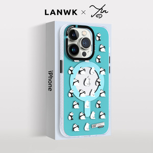 lanwk适用于苹果14pro手机壳新款硅胶软壳iPhone14promax磁吸防摔13Pro高级感保护套女爆款个性创意relax熊猫