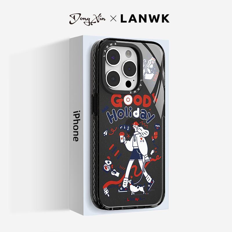 LANWK适用于iPhone15promax新款手机壳高级创意苹果15pro防摔卡通硅胶超薄14pro卡通透明13保护套女快乐周末