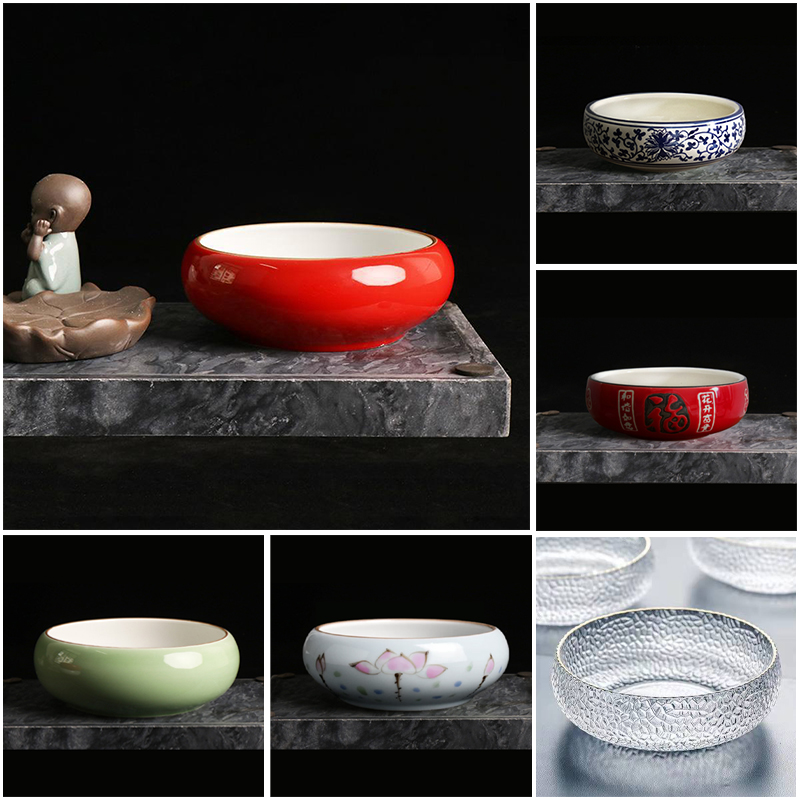 水仙花盆陶瓷盆金边玻璃盆红色青花瓷铜钱草睡碗莲无孔水养水培