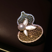 天然淡水珍珠葫芦胸针两用款