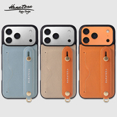 真皮挂绳手腕支架插卡iPhone15plus 13全包防摔高级感女男Air 16promax手机壳新款 HANATORA花虎适用苹果17